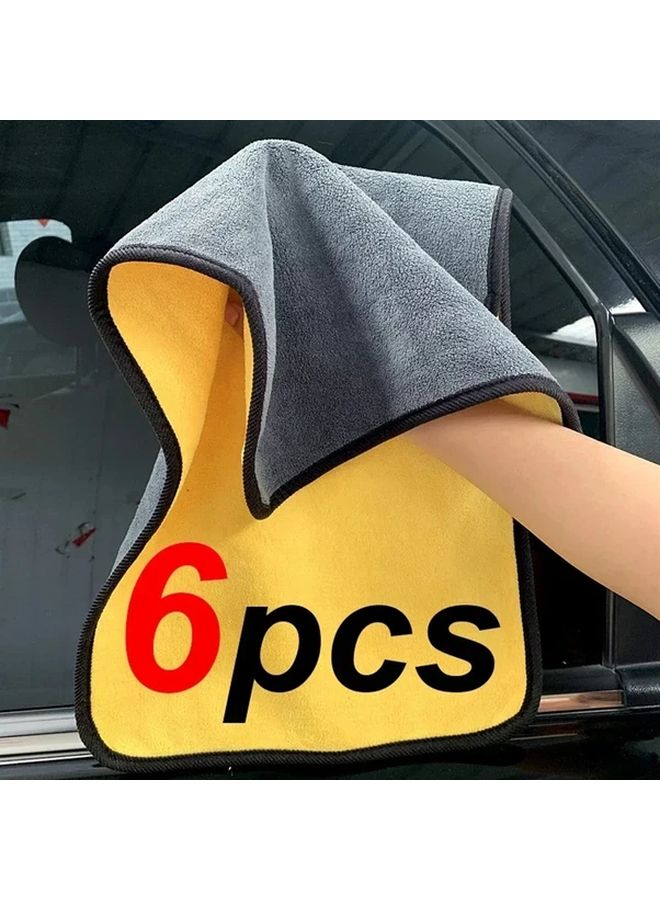 Thickened Microfiber Car Cleaning Cloths 30x60cm 6pcs For Drying Washing Kitchen Towels - Image 1